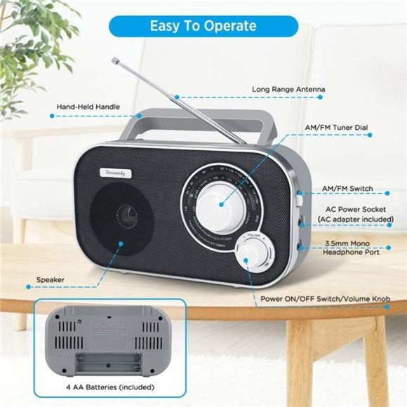 AM FM Portable Radio Plug in Wall or Battery Operated for Home & Outdoor - Picture 2 of 6